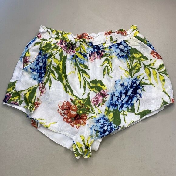 Wanderlux Shorts Large Womens Floral 30x2 Elastic Waist Lined White Paper Bag L - Picture 4 of 11